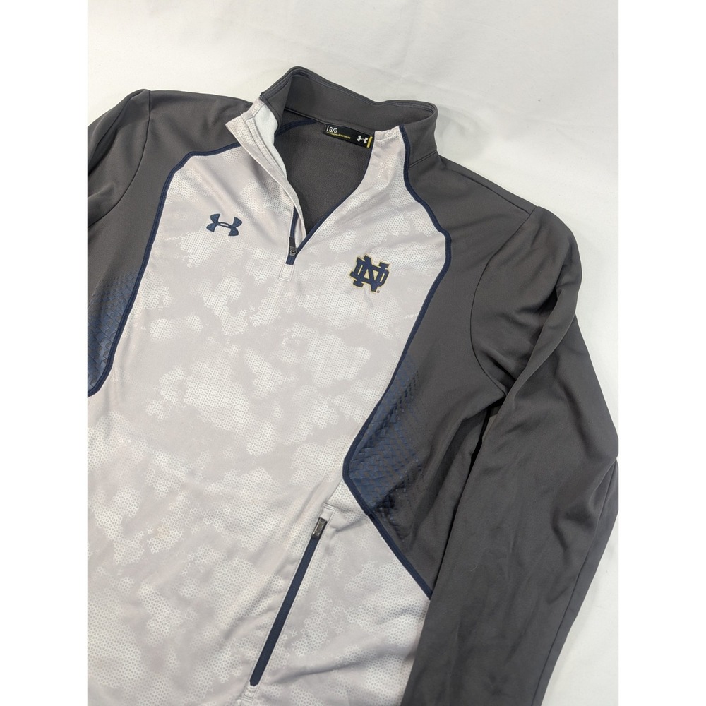Under Armour Notre Dame Fighting Irish Long Sleeve Pullover Sz L Gray 1/4 Zip